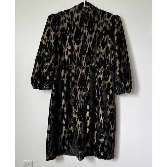 Tuckernuck Pomander Place Black Velvet Gold Metallic Burnout Midi Dress 14 Party - Picture 6 of 12